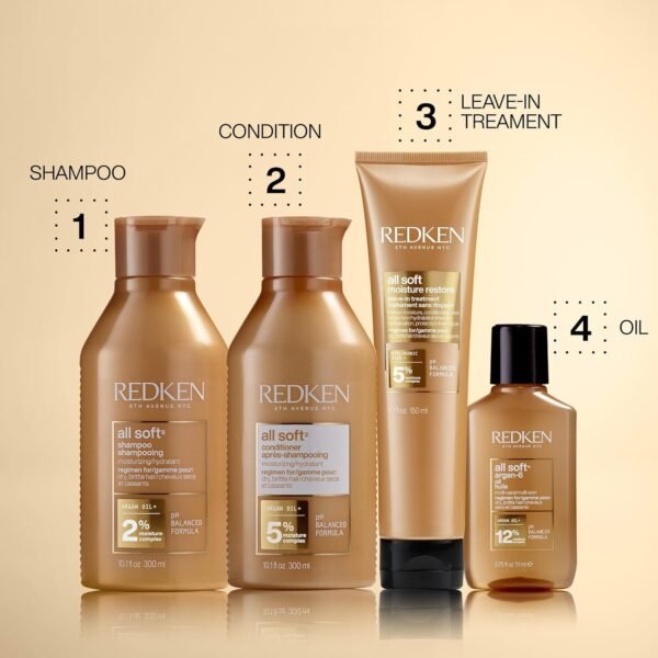 Redken All Soft Shampoo - Moisturizes & Hydrates Dry Hair, Softens & Adds Shine, With Argan Oil, Safe For Color-Treated Hair
