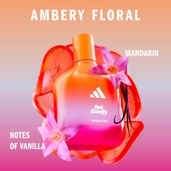 adidas Vibes Get Comfy Eau de Parfum 1.6 fl oz (Pack of 1), Notes of Amber Floral, Mandarin, and Vanilla, Unisex Fragrance, Long Lasting, Sporty Fragrance, Travel Size