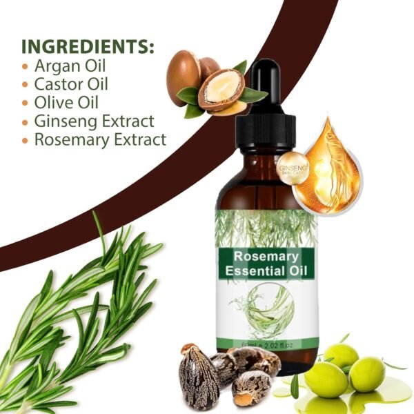 719F6J47bjL._SL1500_.jpg Rosemary Oil for Hair Growth Organic, 100% Pure Rosemary Essential Oil for Hair Growth, Eyelashs, Eyebrows, Face, Skin Care, Body Massage, Nourishes The Scalp - 60ml / 2.11 oz (2 PCS)