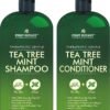 First Botany Tea Tree Mint Shampoo & Conditioner for Men & Women - Pure Tea Tree & Peppermint Oil - Fights Hair Loss, Dandruff, Lice & Itchy Scalp, Promotes Hair Growth - Sulfate Free - 16 Fl Oz x 2