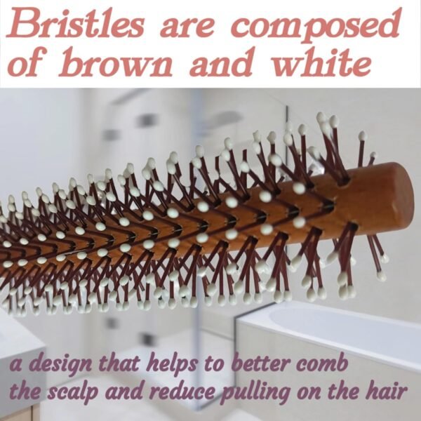 719LjmxlJ4L._SL1500_.jpg Small Round Brush, Wooden Handle White Bristles - 1.3inch Mini Round Hair Brush for Short Hair & Bangs, Non-Slip Grip, Blow Drying Styling Tool for All Hair Type, is Used for Men, Women