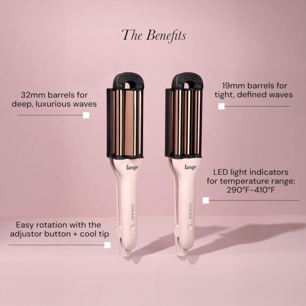 L'ANGE Hair VersaWaver Adjustable Titanium Waver | Pick 19mm or 32mm Waves with 1 Tool | Titanium 3-Barrel Waving Tool | Cool Tip Also Rotates Barrel to Change Wave Lengths (Black)