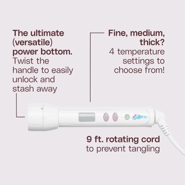 Mane Bottoms Up & Curl Hair Tool Kit - Power Bottom Base for Hair Styling Attachments + 1" Curling Iron Styling Attachment - Designed with Dual Voltage for Travel (2 Count)