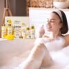 Lemon Scent Bath Spa Gift Box Set for Women - Shower Gel, Bubble Bath, Body Cream, Soap, Salt, Essential Oil