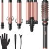 719lVrGmlnL._AC_SL1500_.jpg Wavytalk 5 in 1 Curling Wand Set, Dual Voltage Curling Iron Set with 5 Interchangeable Barrels Included A Thermal Brush, A Hair Crimper and 3 Ceramic Curling Wands(0.5"-1.25"), Rose Pink