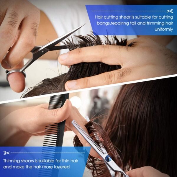 719lzd2zBnL._SL1000_.jpg Hair Cutting Scissors Kits, 10 Pcs Stainless Steel Hairdressing Shears Set Professional Thinning Scissors For Barber/Salon/Home/Men/Women/Kids/Adults Shear Sets