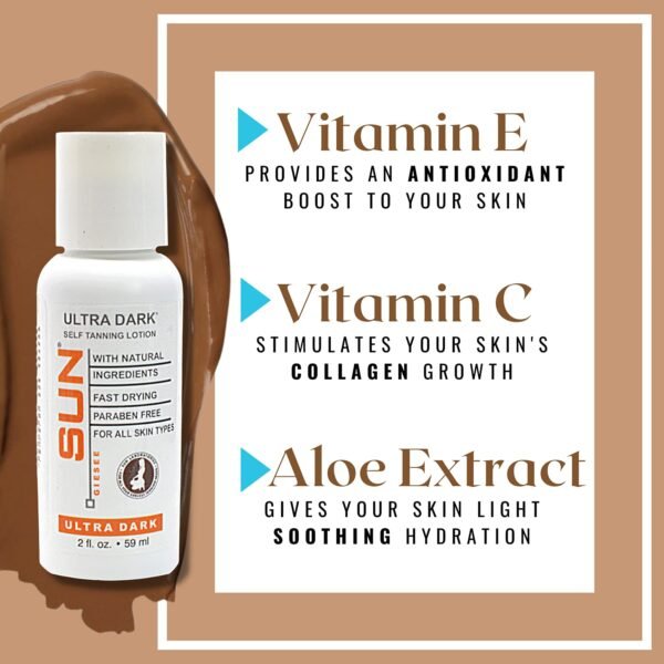 Sun Laboratories By Giesee Ultra Dark Self Tanner Lotion 2 oz - Self Tanning Lotion, Self Tanner, Indoor Tanning Gel, Instant Facial Tanning Lotion, Face Sunless Tanner, Tan Extender Lotion