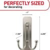 Command Large Double Bathroom Wall Hook, Damage Free Hanging Bath Hook with Adhesive Strip, Double Hook for Hanging Bath Towels, 1 Satin Nickel Colored Wall Hook and 1 Water-Resistant Command Strip