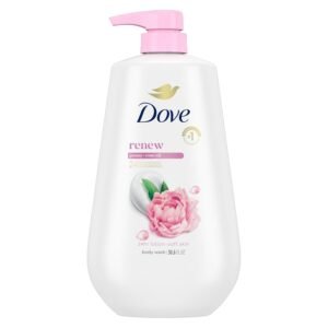 Dove Body Wash with Pump Renew Peony & Rose Oil For 24hr Lotion-Soft Skin Moisturizing Skin Cleanser with No Sulfates No Parabens 30.6 Oz
