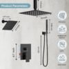 Shower Faucet Set Matte Black Shower System,Bostingner Five Function Diverter Shower Faucet with 2 in 1 Handheld,10'' Ceiling Mount and 6’‘ Wall Mount Shower Head Rainfall Shower Set with Valve