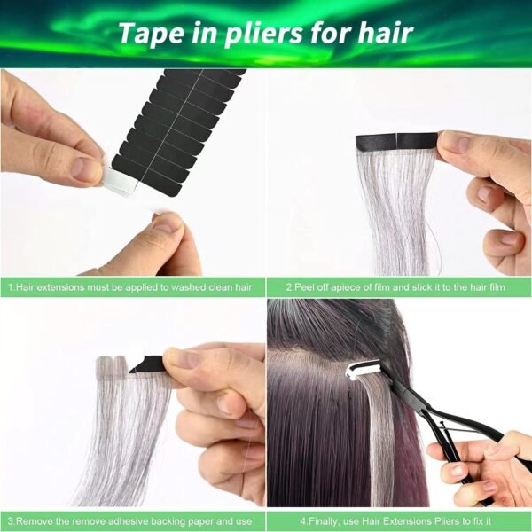 71A3d8OsdyL._AC_SL1500_.jpg Tape in Hair Extension Tools Kit, Professional Flat Surface Stainless Steel Tape in Hair Extensions Sealing Clamp Plier, Hair Clips, Hair Extensions Styling Tools-Black