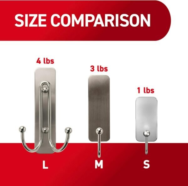 Command Large Double Bathroom Wall Hook, Damage Free Hanging Bath Hook with Adhesive Strip, Double Hook for Hanging Bath Towels, 1 Satin Nickel Colored Wall Hook and 1 Water-Resistant Command Strip