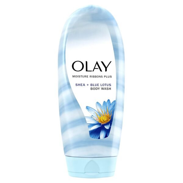 Olay Body Wash for Women, Moisture Ribbons Plus, Deep Conditioning & Moisturizing Formula, Long Lasting Smooth Soft Skin, For All Skin Types, Shea Butter & Blue Lotus Scent, 18 fl oz (Pack of 4)