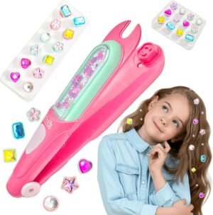 Hair Gem Stamper Kit for Girls - Bling Hair Jewels with 24 Reusable Gems, Hair Styling Tool & Creative Gift for Ages 3-12