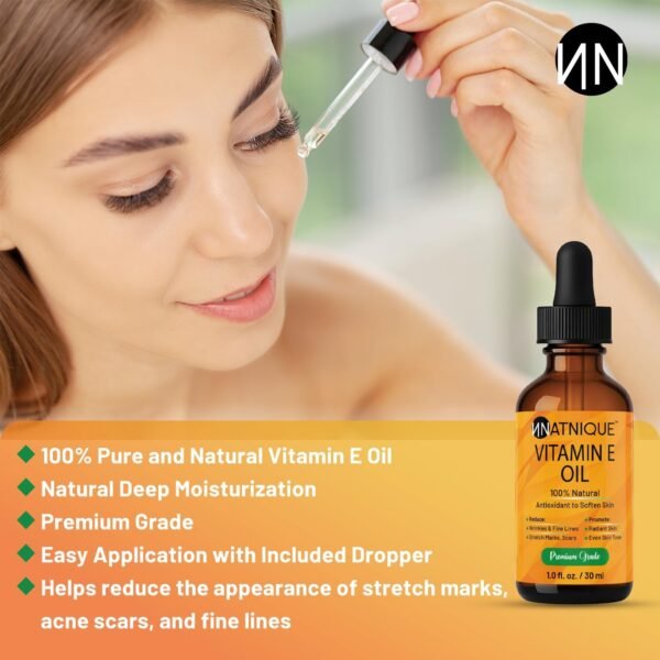 71AOWIoW1L._AC_SL1500_.jpg Vitamin E Oil 1oz 100% Natural for Nails, Hair, Face, Eyebrows, Eyelashes, and Body. Non-GMO, Natural D-Alpha Tocopherol. for Nail Growth, and Vitamin E for Skin