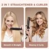 71APdnjwmwL._AC_SL1500_.jpg 2-in-1 Hair Straightener and Curler, 360° Cool Airflow, 20 Million Negative Ions, LCD Display, 3 Temperature Settings, Anti-Scald, Dual Voltage, Women Gifts, for Women Short Hair Dual for Travel