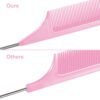 71AXj43SlZL._SL1500_.jpg 3 Packs 9 Inch Rat Tail Comb Carbon Fiber Heat Resistant Teasing Comb with Metal Pick Styling Parting Lightweight Sectioning Fine Tooth Combs for Women Girls