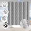 DDQQ 4Pcs Grey Shower Curtain Set with Rugs Stripe Bathroom Sets Geometric Wave Lines Shower Curtain with 12 Hooks Bathroom Decor with Rugs Bath Accessories with Mats Toilet Lid Cover