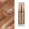Body Shimmer Oil, Waterproof Long Lasting Moisturizing Body Luminizer Glow For Face , Liquid Illuminator Highlighter 1oz/Jars, Makeup Brush Include (Glistening Bronze #03)