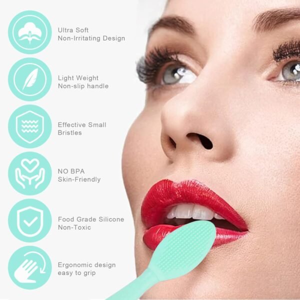 71BhTvUvlL._SL1500_.jpg Lip Scrub Brush,Double-Sided Silicone Exfoliating Lip Brush Tool for Smoother and Fuller Lip Appearance,Green,2pcs