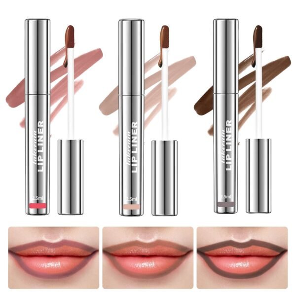 3 Colors Long-Lasting Peel Off Lip Liner Set, Lip Stain Liner Combo Waterproof & Smudge-Proof Makeup Gift
