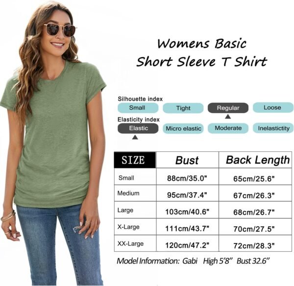 Sherosa Womens T Shirts Short Sleeve Crew Neck Shirts Basic Tee Tops Blouse