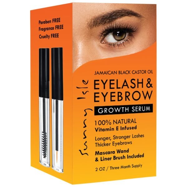 Sunny Isle Jamaican Black Castor Oil Eyelash & Eyebrow Growth Serum (Pack of 2)