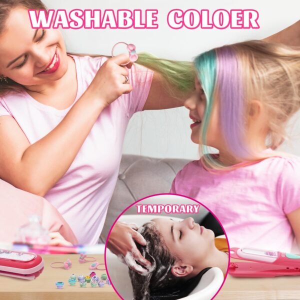 71BBbyKiIL._SL1500_.jpg Temporary Hair Chalk with Hair Gem Stamper Kit, Hair Styling Tool with REUSABLE Shining Diamonds, Washable Hair Chalk Hair Color Dye for Girls, Toys Gifts for Girls Ages 4 5 6 8-12