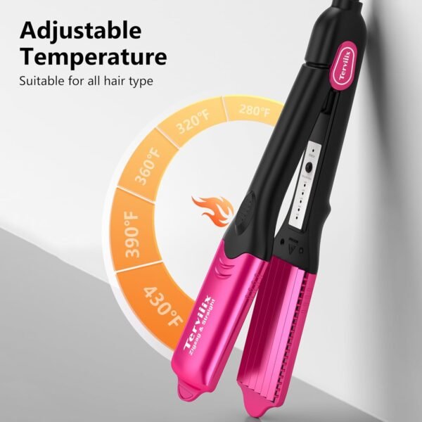 71BWLoQvhlL._AC_SL1500_.jpg Terviiix Crimper Hair Iron with 4 Interchangeable Plates, Keratin & Argan Oil Infused Hair Crimper for Women, Volumizing Crimping Iron for Thin Fine Hair, 5 Heat Settings & 60 Mins Auto Off, Pink