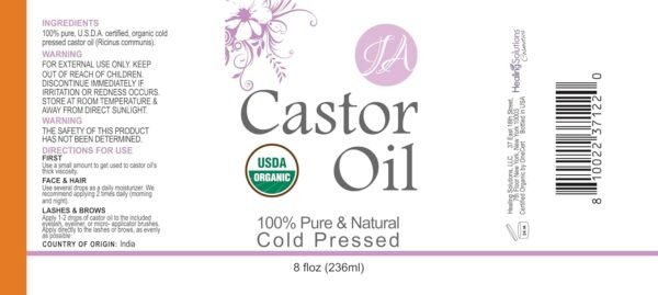 71BaieqgWkL._AC_SL1500_.jpg Healing Solutions Oils - 8 oz Castor Oil Organic Pure Natural, Cold Pressed, Hexane & Chemical Free Natural Solution, Lash Serum, Stimulates Growth For Hair, Eyelash, Eyebrows, Scalp & Beard - 236ml