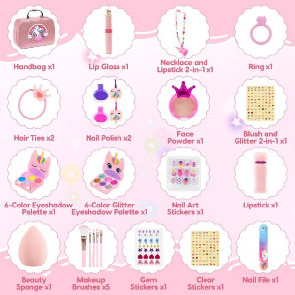 Kids Makeup Kit for Girl, Washable Kids Makeup Toy Kit, Real Makeup for Kid Little Girls, Birthday Gifts for 3-12 Year Old Girls