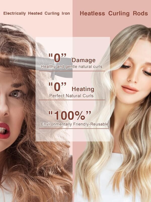 71BhIuwplZL._SL1500_.jpg Heatless Curls Overnight Set - Jumbo Soft Hair Curlers to Sleep In, No Damage Velvet Curling Rods with Silk Scarf, Overnight Non-Heating Sleep Styling Tools for All Hair Types