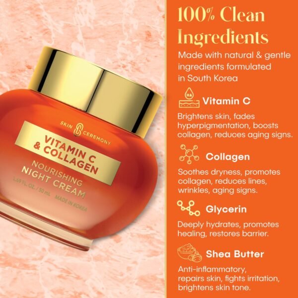 Vitamin C & Collagen Face Moisturizer - Anti-Aging, Skin Tightening, Reduces Wrinkles - Dermatologist Tested, Cruelty-Free Korean Skin Care for All Skin Types - 1.69 Fl. Oz