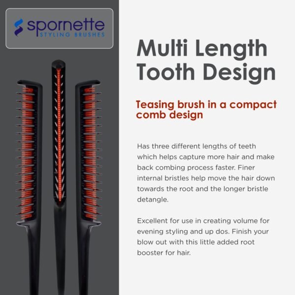 Spornette Little Wonder Rat Tail Comb - Hair Comb for Teasing, Backcombing & Sectioning - Adds Hair Volume to Fine & Thinning Hair - Heat-Resistant, Durable & Portable