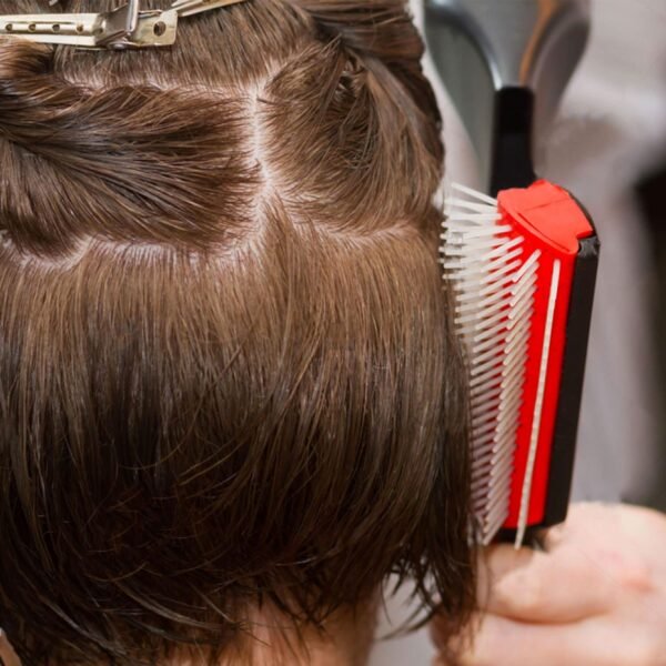 5 Pcs Detangling Brush Set Cushion Nylon Bristle Shampoo Brush Dual Edge Teasing Comb (Black-1)