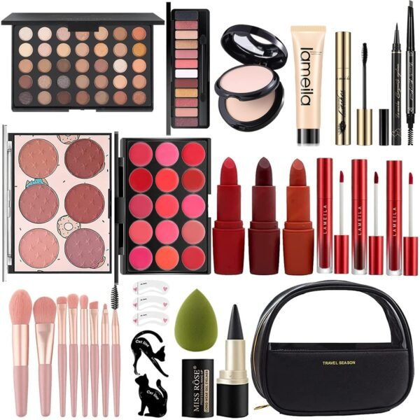 M All In One Full Makeup Kit,Multipurpose Women's Makeup Sets,Beginners and Professionals Alike,Easy to Carry (Black)