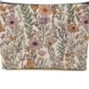Vintage Wildflowers Makeup Bag Floral Garden Flower Cosmetic Bag Friend Friendship Gifts for Women Girls Sister Coworker Botanical Travel Organizer Zipper Pouch Christmas Thanksgiving Birthday Gifts