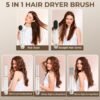 Hair Dryer Brush 5 in 1, Negative Ion Blow Dryer Brush Set Upgrade Hot Air Brush As A Gift for Straight/Curl/Drying/Smoothing Air Styler Curling Wrap Air Curler, Curling Iron Hair Styling Tools