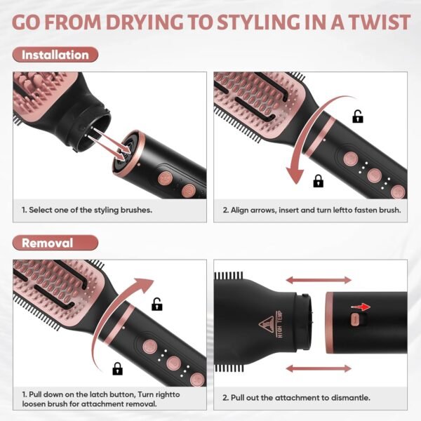 7 in 1 Professional Hair Styling Tool – Hot Air Brush Set, Multi-Styler and Blow Dryer Brush Straightening and Curling, Ionic & Infrared Tech, Cool Shot, 3 Heat & Speed Settings, Includes Travel Bag