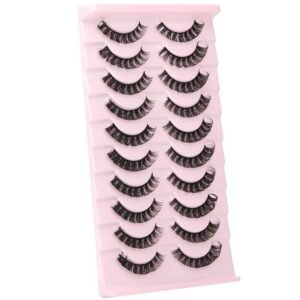 71C8hVpJmZL._SL1500_.jpg wiwoseo False Eyelashes Russian Strip Lashes Natural Look Lashes Wispy Volume Russian Lashes 3D Effect Fake Eyelashes 10 Pairs Pack