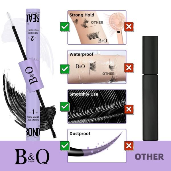 71CGGjzkzyL._SL1500_.jpg Lash Bond and Seal Waterproof for Extensions Cluster Lash Glue Eyelash Clusters Adhesive Long-Lasting Single Eyelash Glue(Black,10ML)