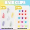 71CXV8FYc6L._SL1500_.jpg Hair Accessories for Girls, Colorful Elastic Hair Ties Rubber Bands Glitter Confetti Hair Clips Small Butterfly Clips Braiding Hair Styling Tools, Hair Ties No Damage for Baby Kids Toddler