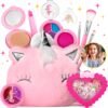ULOVEME Kids Makeup Sets for Girls 5-8 - Real, Non Toxic, Washable Make Up Toy - Umicorn Toys Gift for Girls Birthday (Pink Umicorn + Rings2)