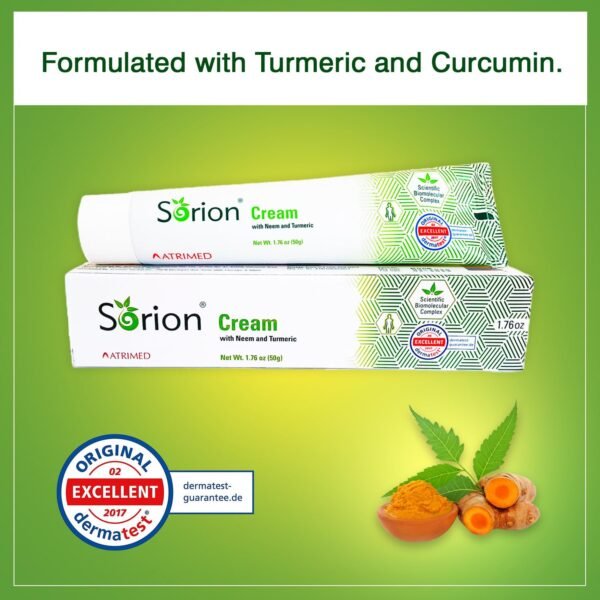 Sorion Cream - Herbal Moisturizer for Dry, Itchy, Flaky Skin with Coconut Oil, Neem, Turmeric and Pala Indigo Plant Skincare
