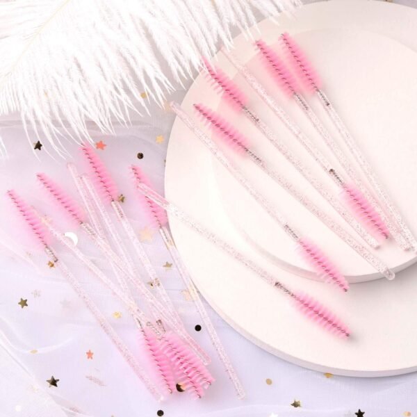 71CvVr-pWL._SL1500_.jpg Tbestmax 100 Disposable Eyelash Brush Mascara Wands Spoolies for Eye Lashes Extension Eyebrow and Makeup Pink