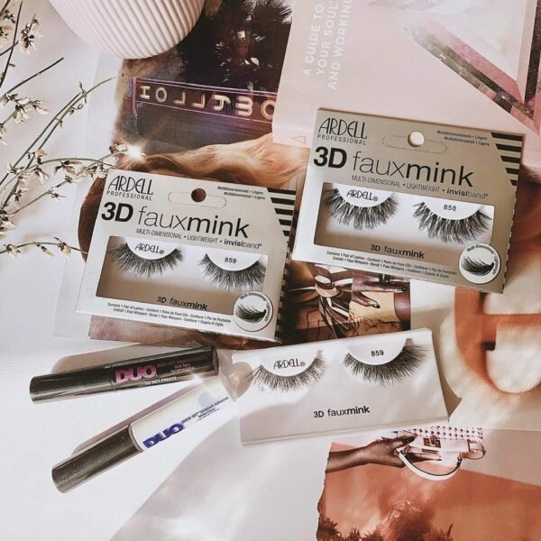 71CwX1U13TL._SL1080_.jpg Ardell False Eyelashes 3D Faux Mink Lashes 859 - Lightweight Reusable Strip Lashes with Invisiband, Ultra-Fluffy Volume for a Natural Glam Look, 4 Pairs