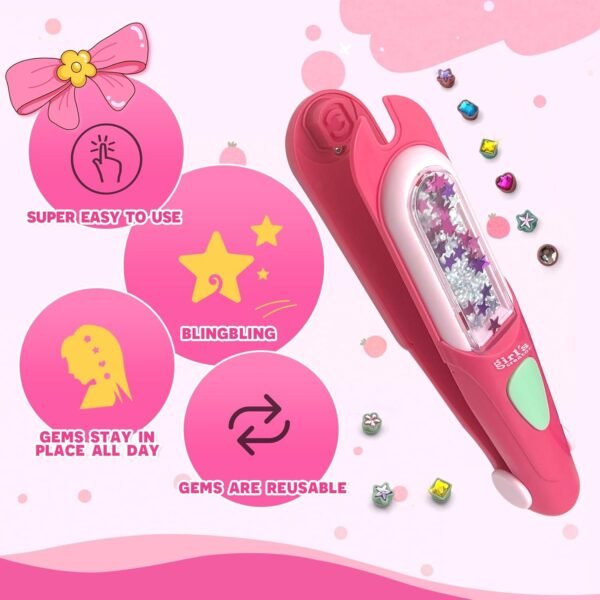 Hair Gem Stamper Kit - Bling Hair Jewels for Girls, Hair Styling Tool with Reusable Shining Diamonds & Colorful Tassel Chains, Perfect Holiday and Birthday Gift for Girls