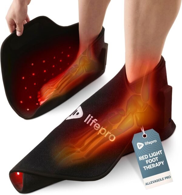 Lifepro Red Light Therapy Foot and Ankle Wrap, Comfortable and Portable, One-Size-Fits-All, 2 Effective Wavelengths, Invisible Near-Infrared Red Light Therapy Glove for Joints, Muscles and Stiffness