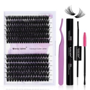 71D-HDMl67L._SL1500_.jpg DIY lash Extension Kit 60D+80D Lash Cluster Kit with 240 PCS C/D Curl 12-16mm Mixed,Individual Lashes Clusters Lash Band and Seal Cluster Lash Applicator Individual Lashes Kit(60P/80P D12-16mm Kit)