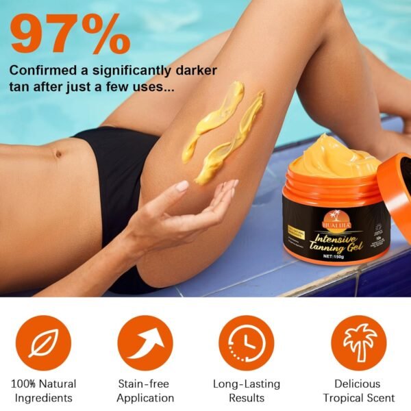 Intensive Tanning Gel,Tanning Accelerator Cream, Instant Tan Enhancer, Self Tanner Oil, Achieve A Natural, Faster & Longer-lasting with Premium Natural Ingredients, 5.29 Fl Oz